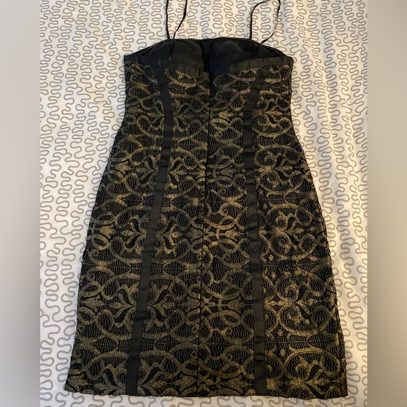 Black and Gold Short Dress - Picture 2 of 4